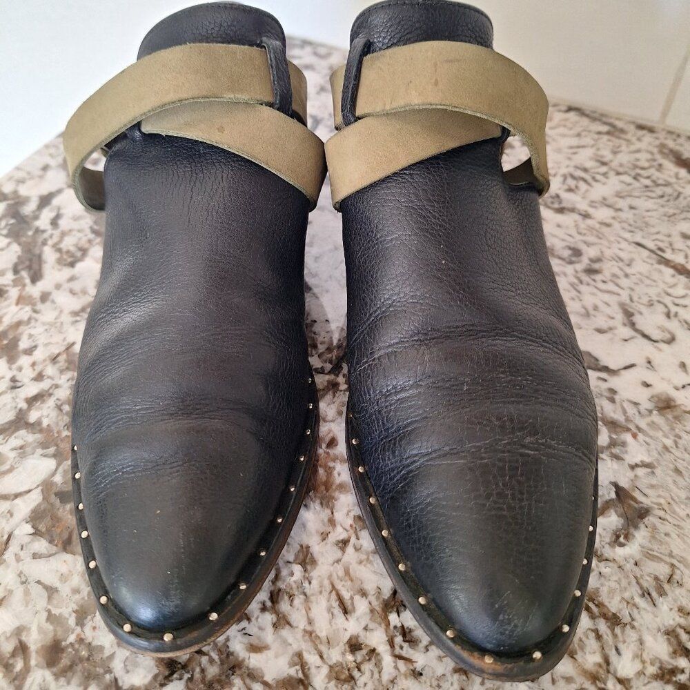 Freda Salvador Ankle Wrap Loafers‎ boots Black Green Size 7
